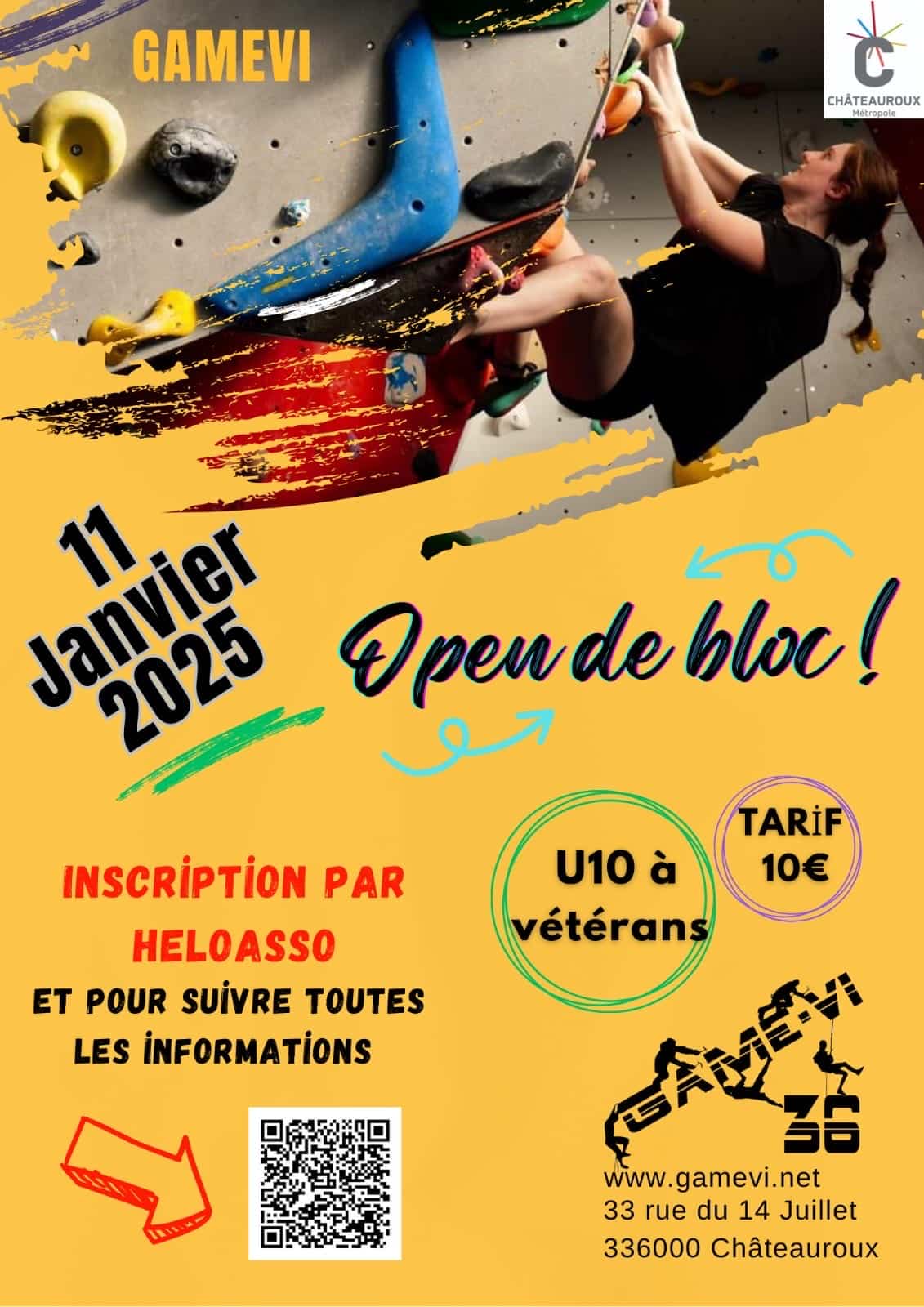 Open de bloc du GAME VI ce 11 janvier 2025 à Châteauroux